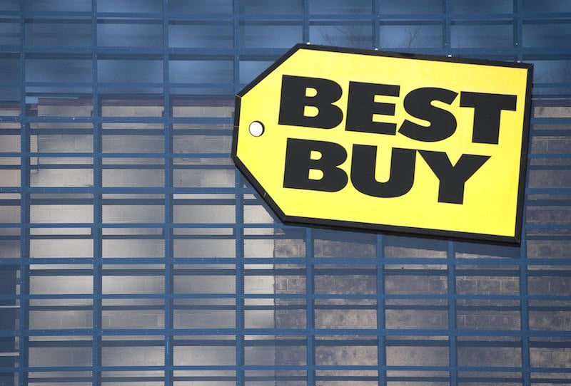 A Best Buy sign outside a store location in Woodbridge, Virginia, January 5, 2016.