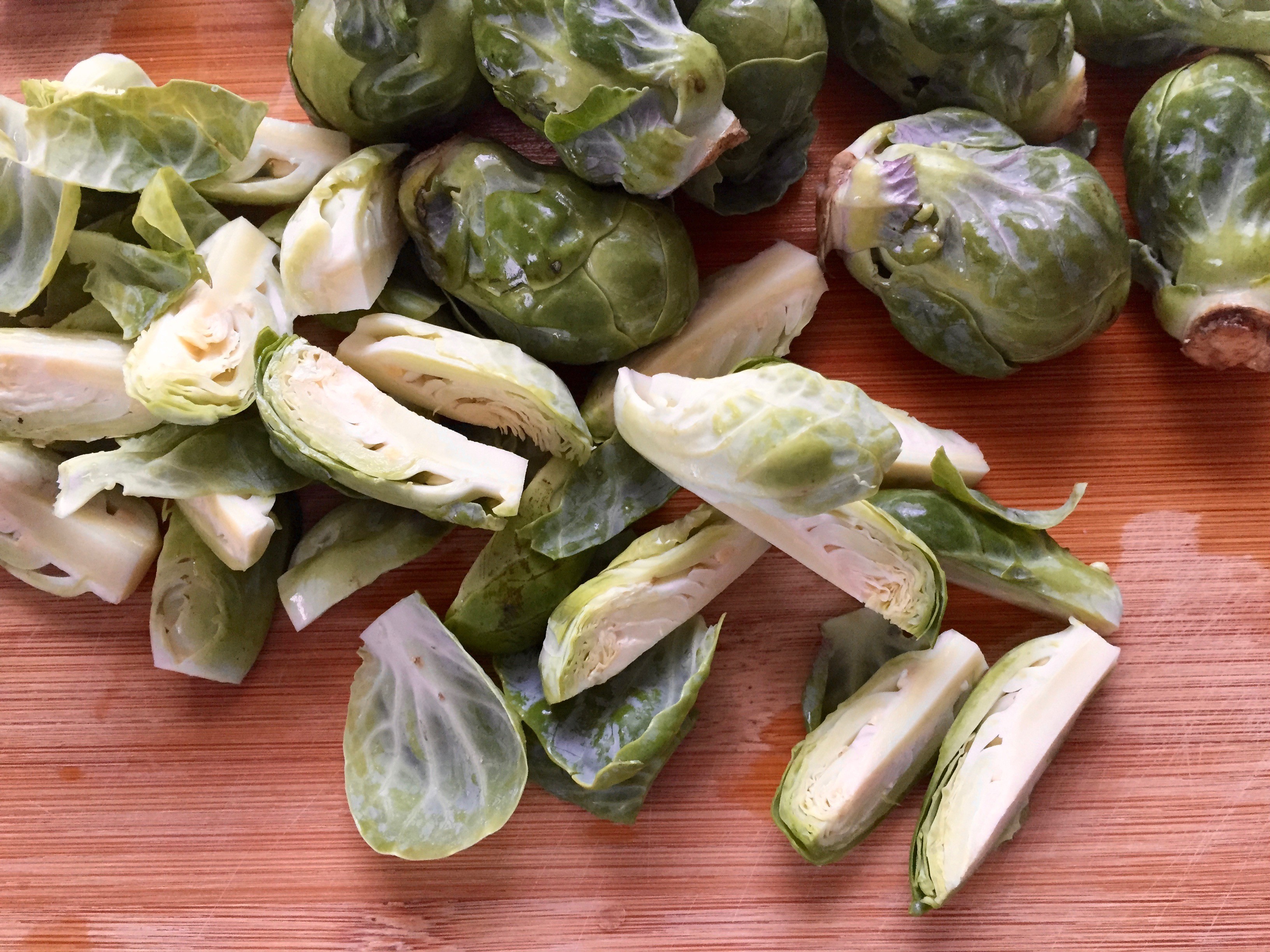 Brussels sprouts on a cutting board
