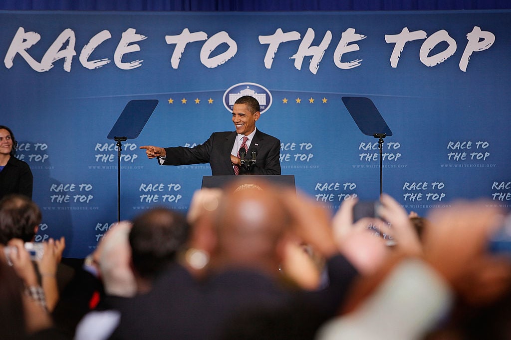 President Obama at a school in Wisconsin