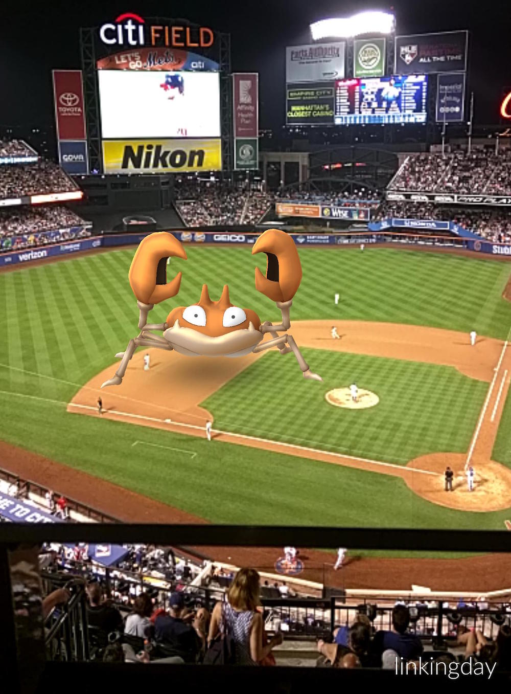 Pokemon GO on a baseball field