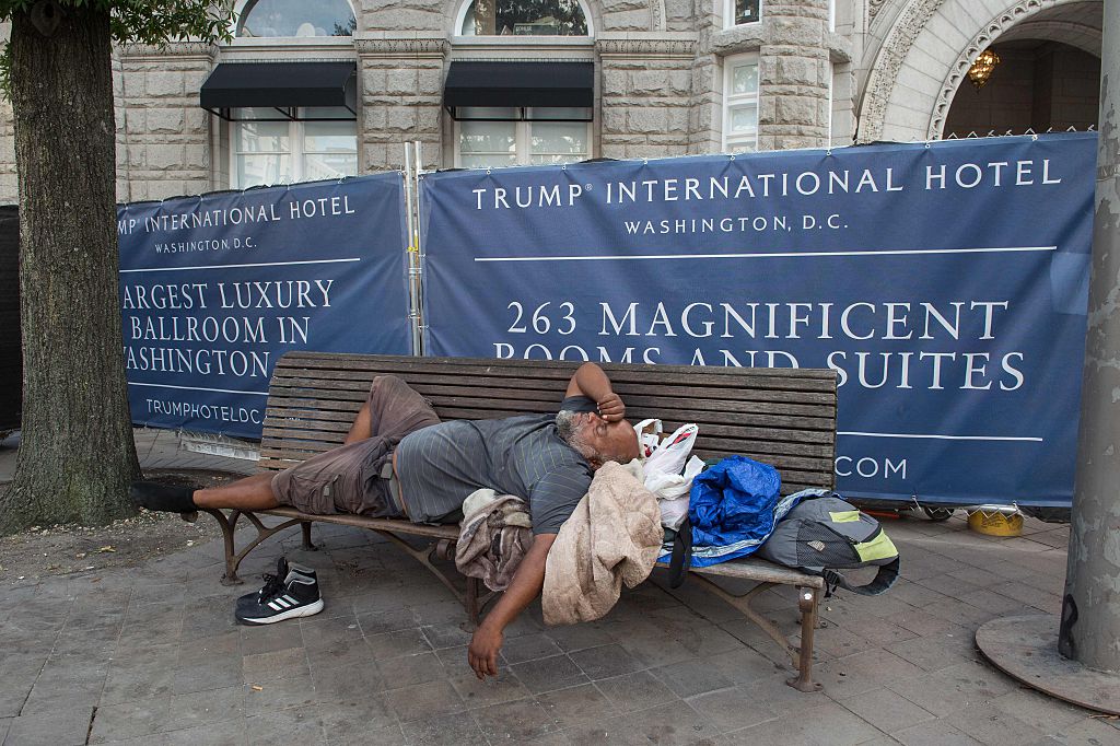 homeless man on bench