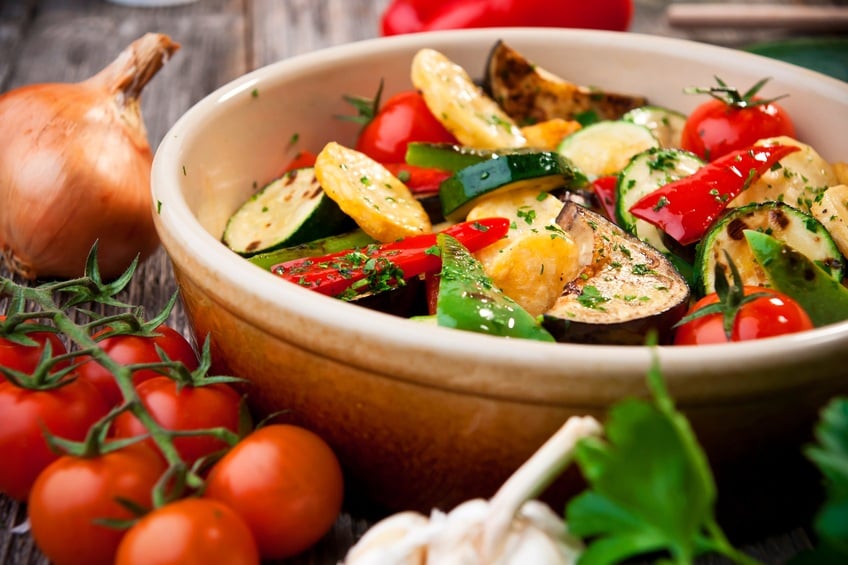 Roasted vegetables in a bowl