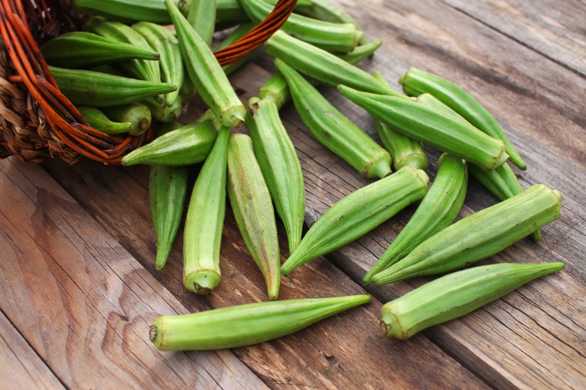 okra over wooden table