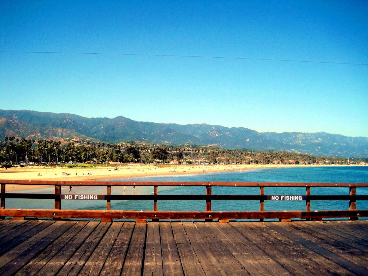 California water and mountain view