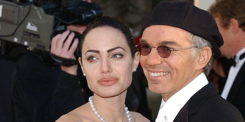 Angelina Jolie and Billy Bob Thornton pose together on the red carpet.