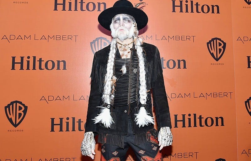 Adam Lambert dresses in a costume at a Halloween  party