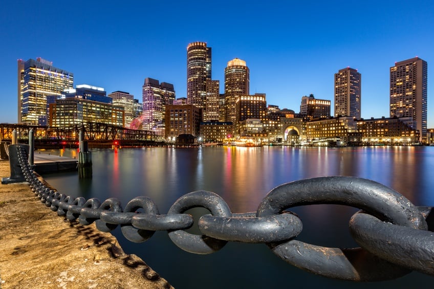 Boston skyline at dusk