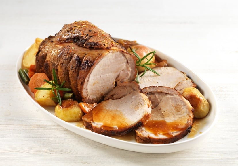 roasted pork on white plate