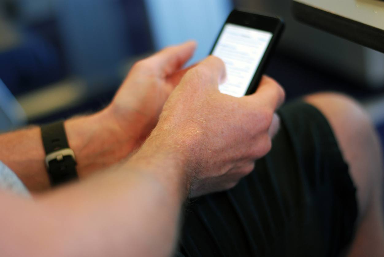 Man using smartphone