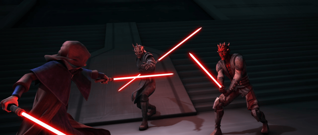 Maul and his brother Savage fight Palpatine