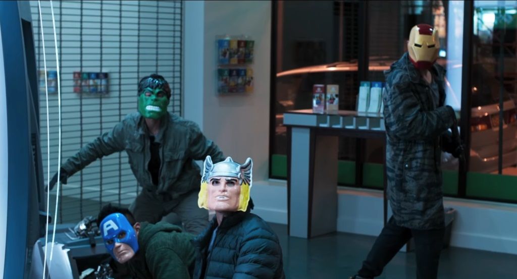 Criminals wearing Avengers masks in Spider-Man: Homecoming