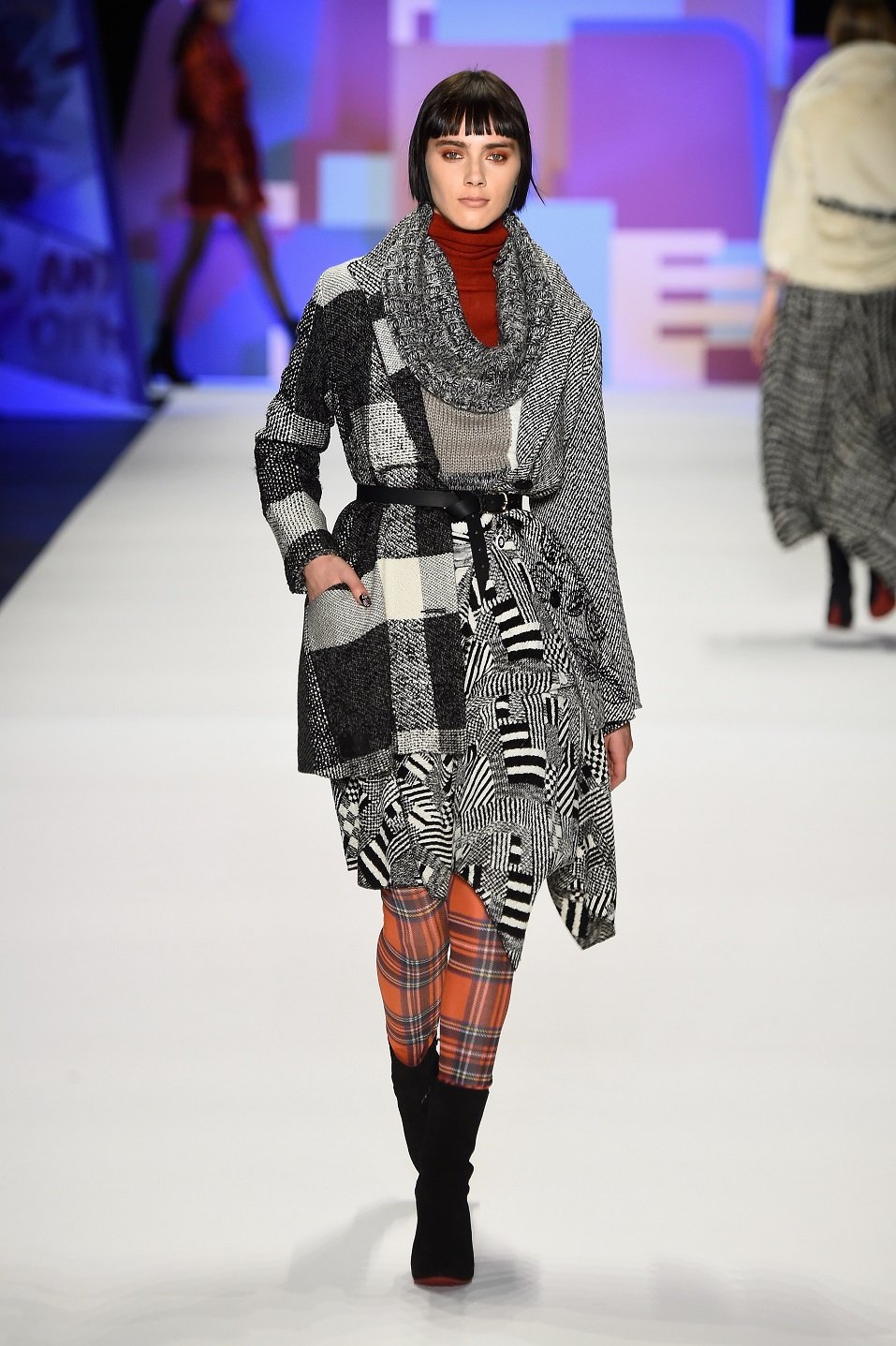 A model walks the runway wearing Desigual Fall 2016 during New York Fashion Week
