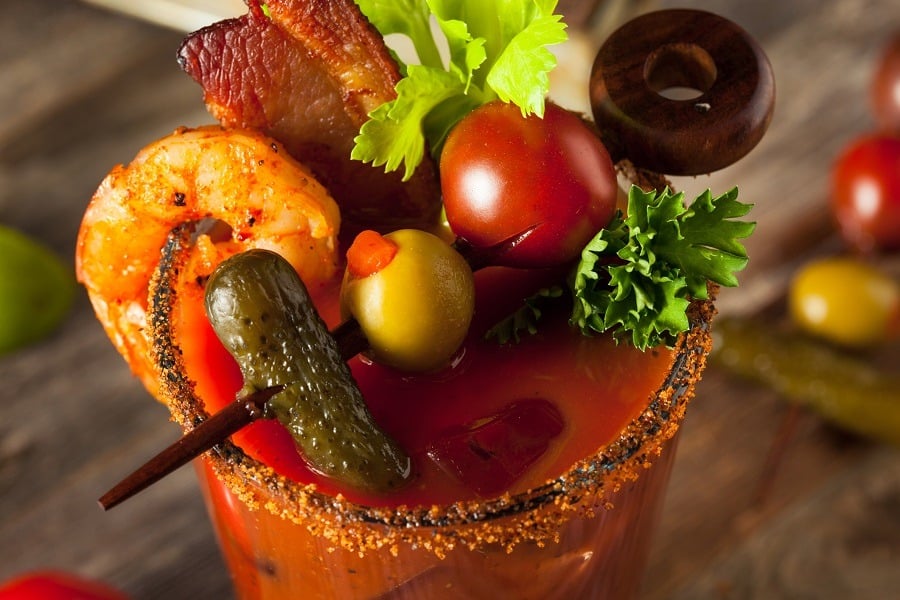 Bacon Spicy Vodka Bloody Mary with Tomatoes