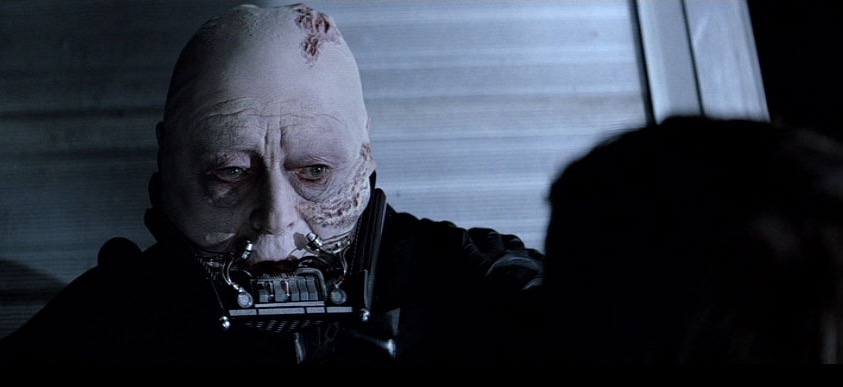 Darth Vader unmasked at the end of Return of the Jedi