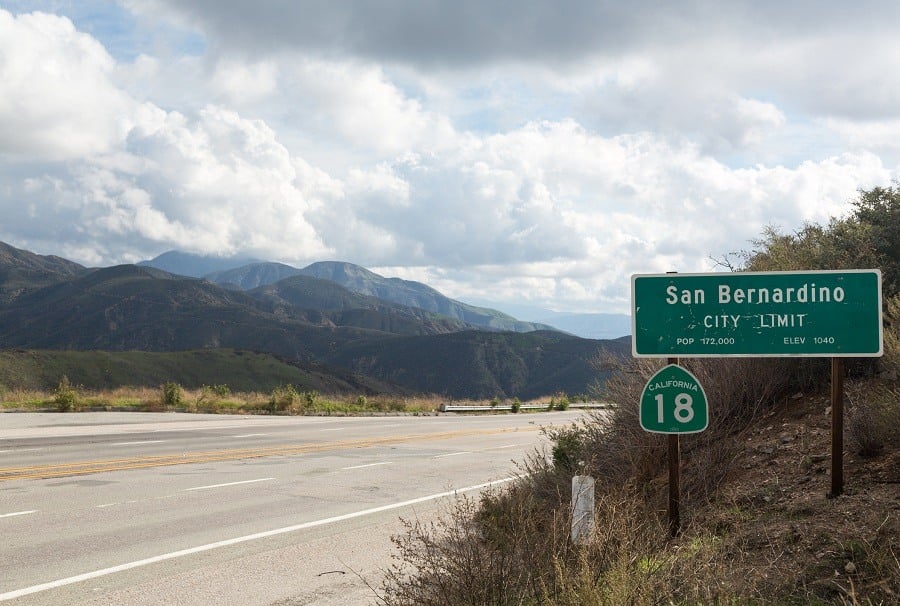 San Bernadino in California from Route 18 Rim of the World Highway