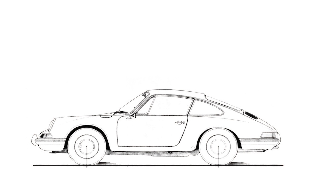 Porsche 911 original sketch, 1963