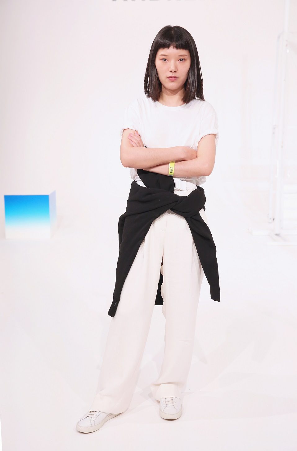 Fashion designer Andrea Jiapei Li poses