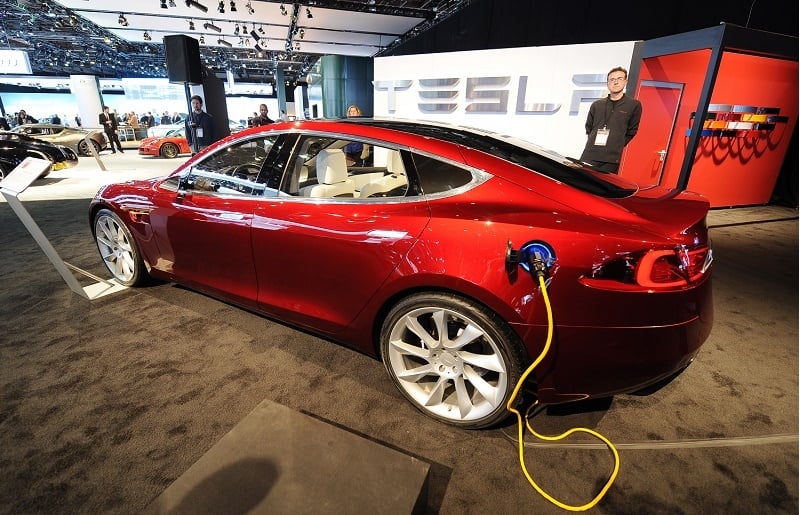 A charging Tesla Model S