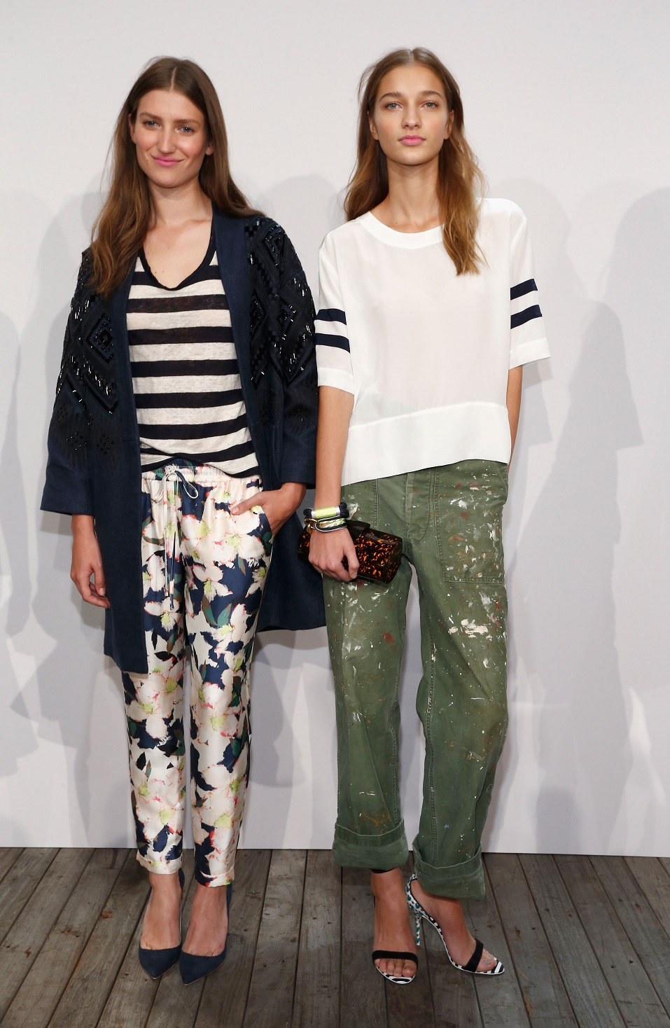 Models pose on the runway at the J.Crew presentation during Mercedes-Benz Fashion Week