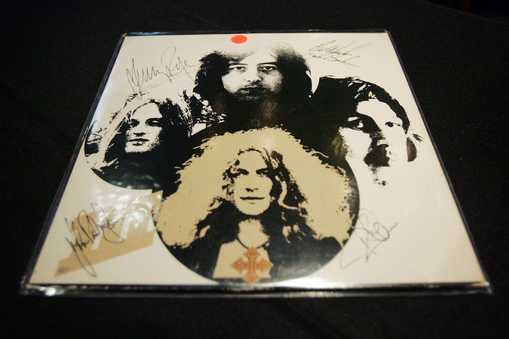 A signed Led Zeppelin album cover