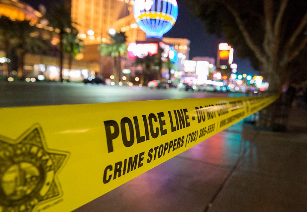 police tape on Las Vegas strip