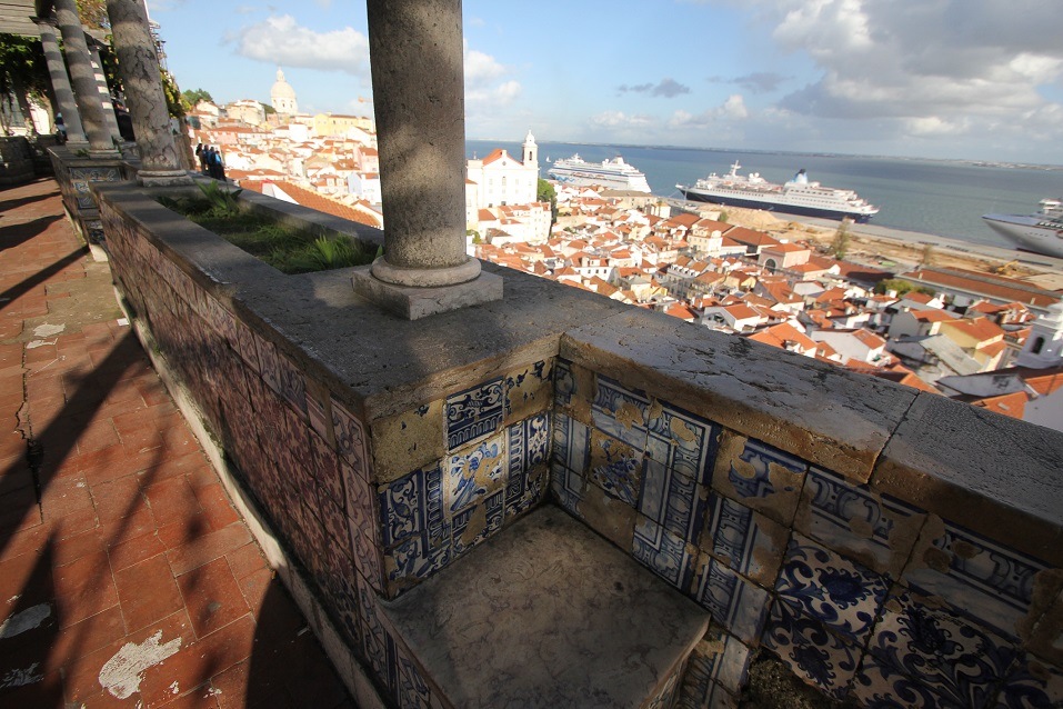 The Port of Lisbon seen from a vantage point in Portugal