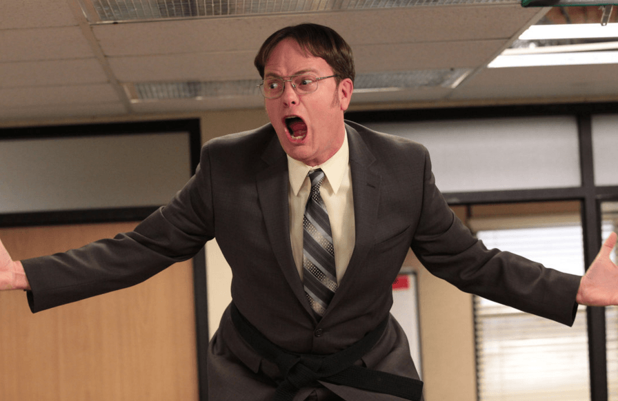 Dwight from The Office yells