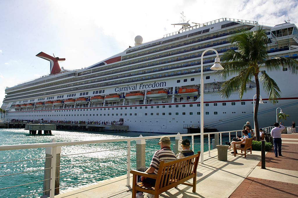 The Carnival Freedom cruise ship awaits its passengers in the port 