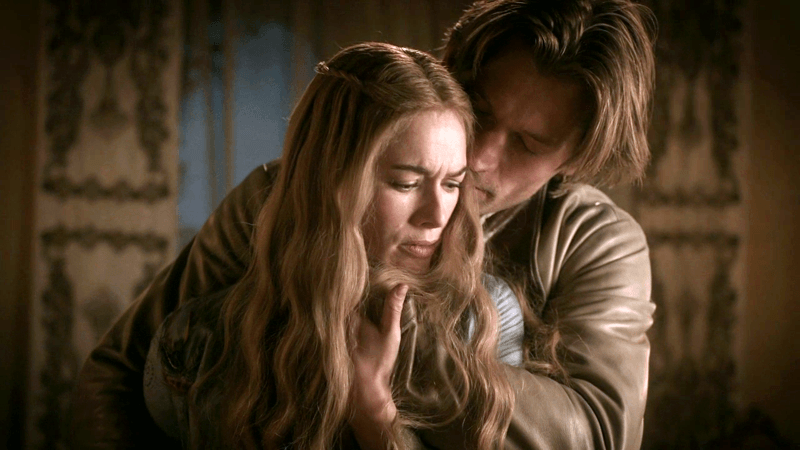 Jaime Lannister grabbing his sister Cersei Lannister on Game of Thrones