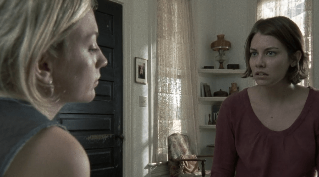 Maggie talks to Beth in a scene from 'The Walking Dead' episode "18 Miles Out"