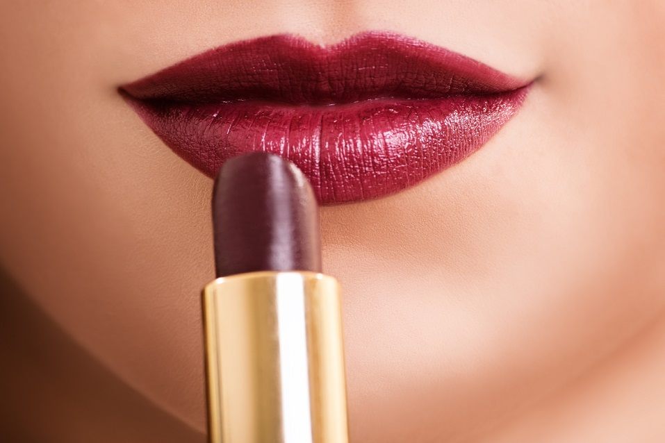 female mouth with red lipstick