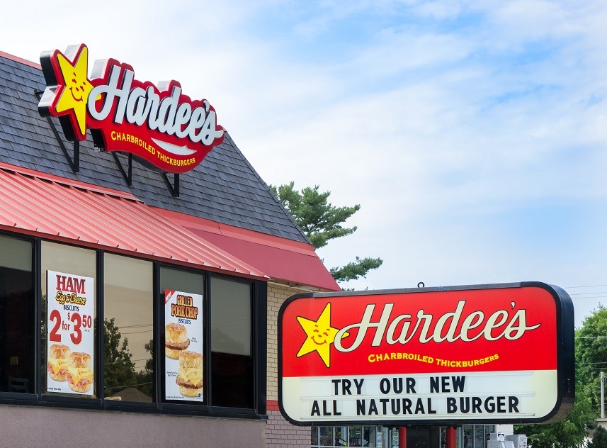 Hardee's restaurant exterior and sign