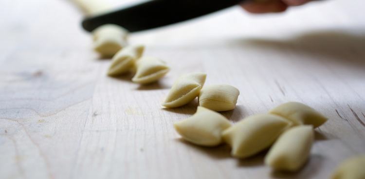 pasta being cut