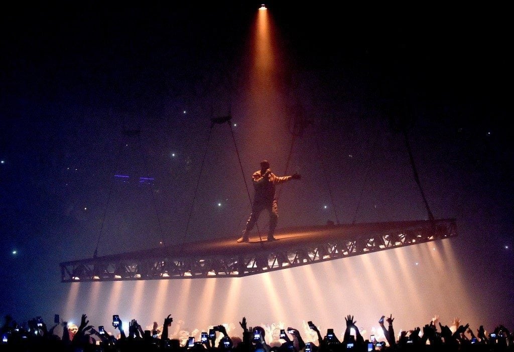 Rapper Kanye West performs