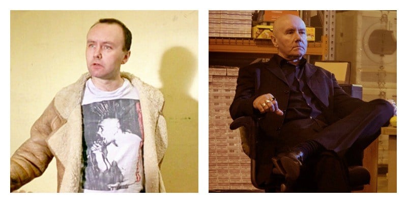 Irvine Welsh as Mikey in Trainspotting and Trainspotting 2 side by side