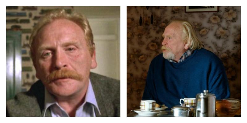 James Cosmo as Mr. Renton in Trainspotting and Trainspotting 2 side by side
