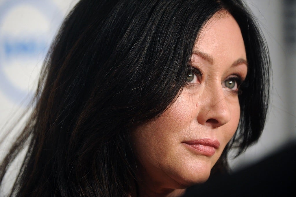 Actress Shannen Doherty looking serious