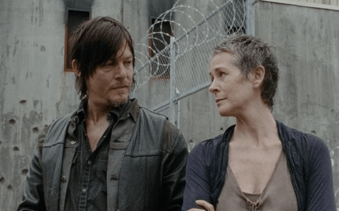 Daryl looks at Carol in a scene from 'The Walking Dead' episode '30 Days Without an Accident'