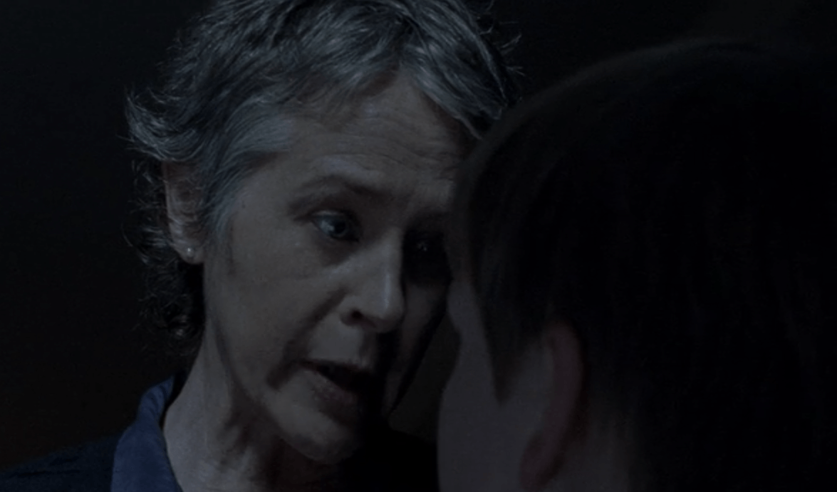 Carol talks to Sam in a scene from 'The Walking Dead' episode 'Forget'