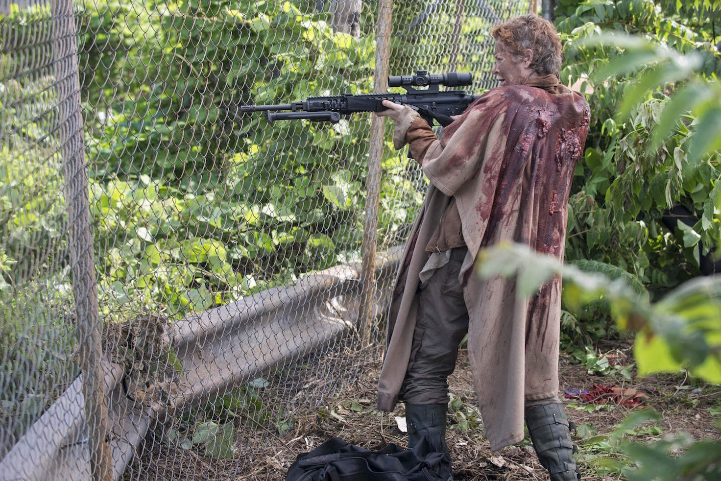 Carol holds a sniper rifle in a scene from 'The Walking Dead' episode 'No Sanctuary'