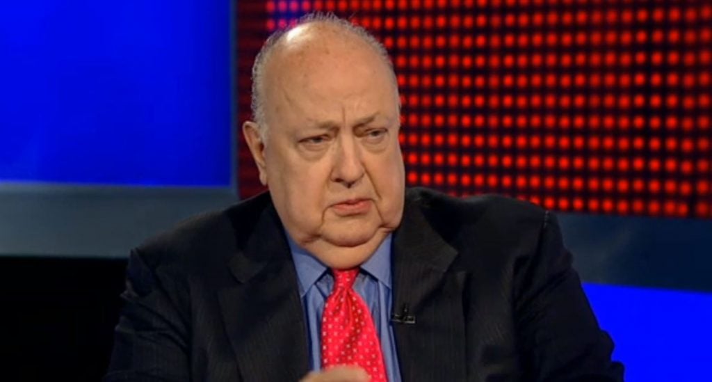 Roger Ailes looks dour during an interview on Fox News