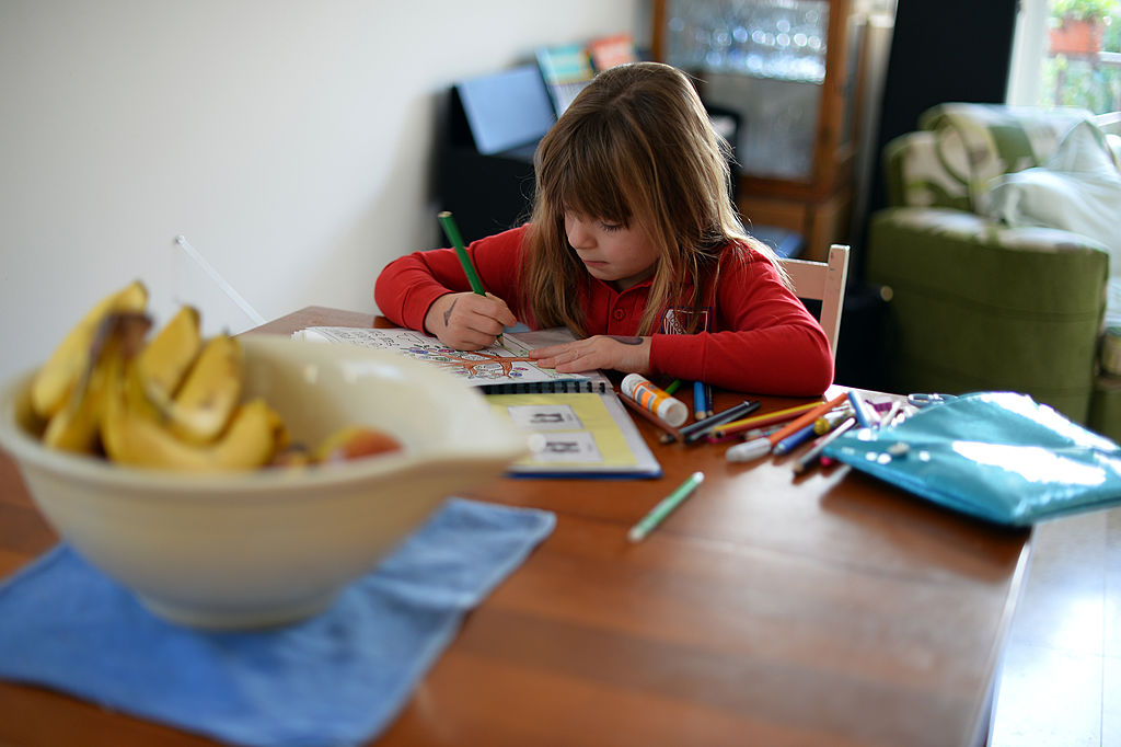 Student doing her homework