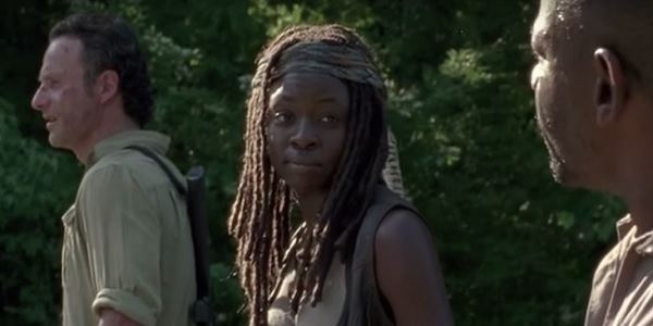 Rick, Michonne and Morgan in 'The Walking Dead' episode 'First Time Again'