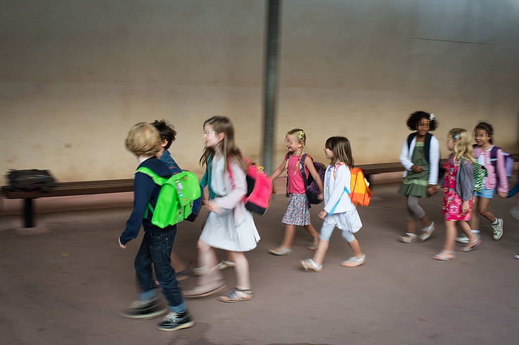 Students walk to school