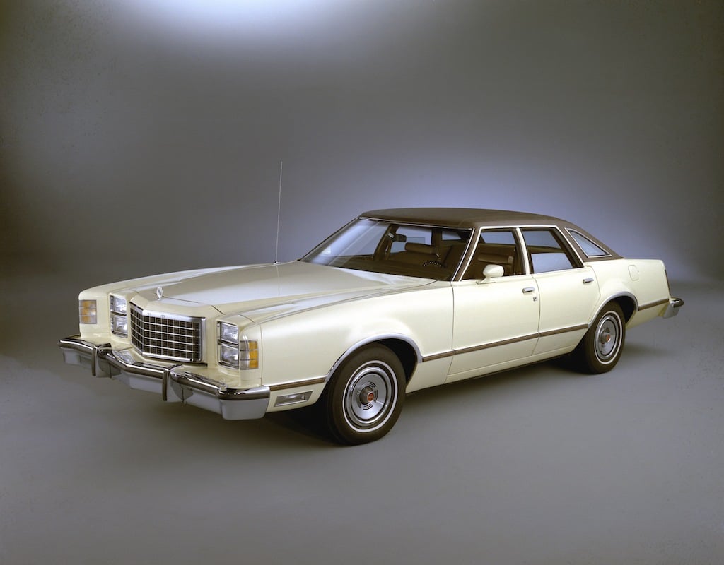 A 1977 Ford LTD II on display.