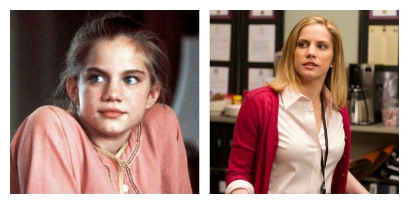On the left is a picture of Anna Chlumsky in My Girl. On the right is a picture of Anna Chlumsky in Veep.