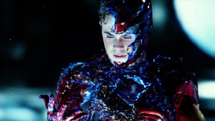 Dacre Montgomery covered in a strange substance in Power Rangers