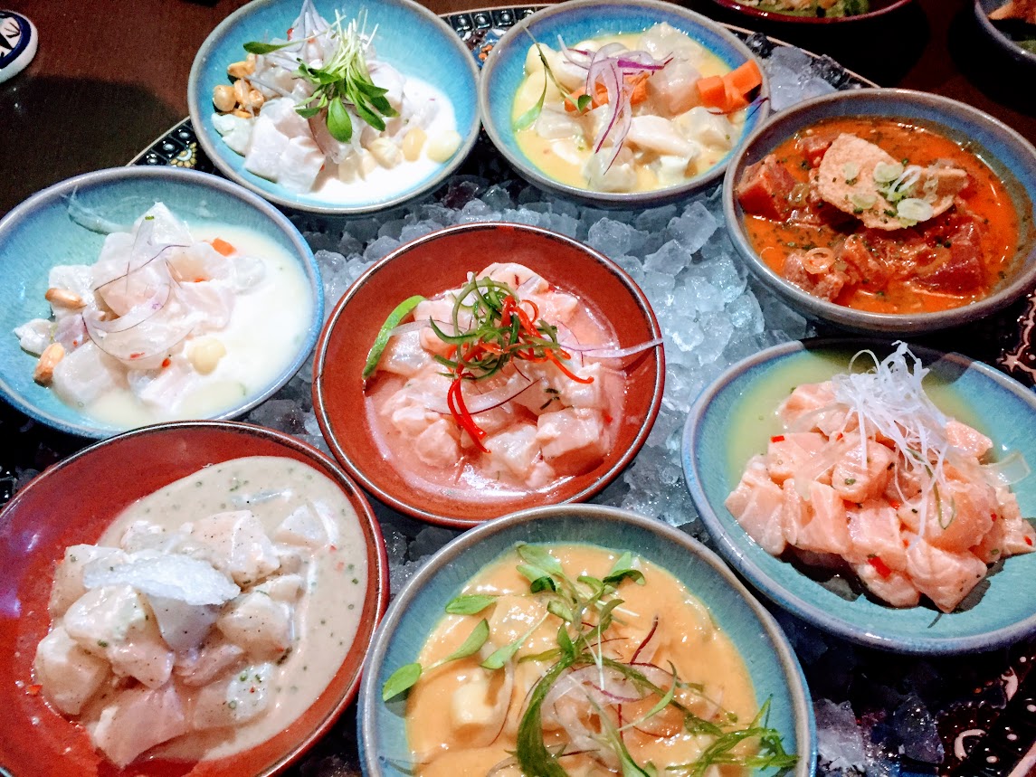 ceviche served on a bed of ice