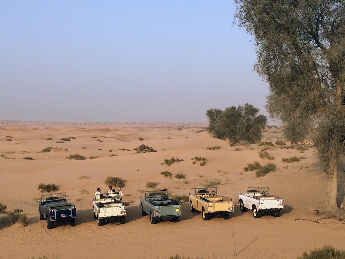 Land Rovers in the desert