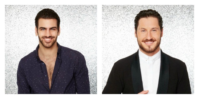 On the left is a picture of Nyle DiMarco smiling. On the right is a picture of Val Chmerkovskiy smiling.